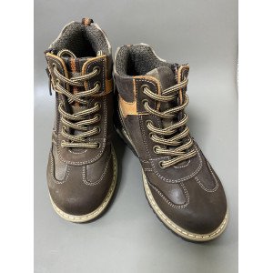 Ботинки зимние на шнурках и замке коричневого цвета