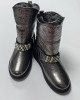 Сапоги из натуральной кожи с мехом серебристого цвета с декором