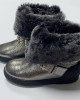 Сапоги из натуральной кожи с мехом серебристого цвета с декором