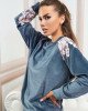 Костюм домашний велюровый серого цвета с кружевными вставками 