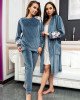 Костюм домашний велюровый серого цвета с кружевными вставками 