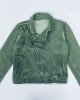 Трикотажная утепленная куртка - косуха зеленого цвета 