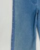 Джинсы широкие wide leg голубого цвета с лампасами 