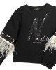 Свитшот Chic черного цвета расшитый пайетками и перьями