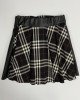 Юбка в клеточку со вставками "под кожу"