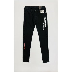 Джинсы SLIM черного цвета с цветными нашивками 