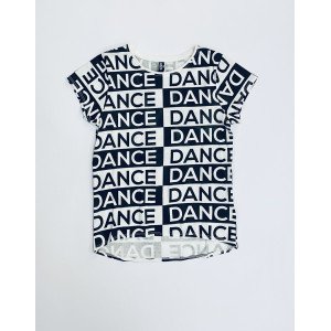 Футболка черно - белого цвета с сплошным принтом dance 