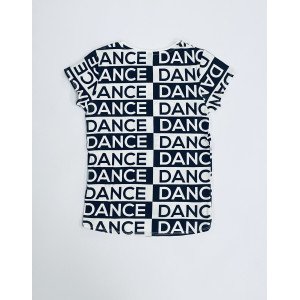 Футболка черно - белого цвета с сплошным принтом dance 