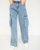 Джинсы карго wide leg цвета деним 