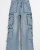 Джинсы wide leg карго цвета деним 