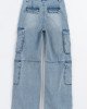 Джинсы wide leg карго цвета деним 
