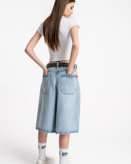 Шорты длинные широкие baggy голубого цвета 