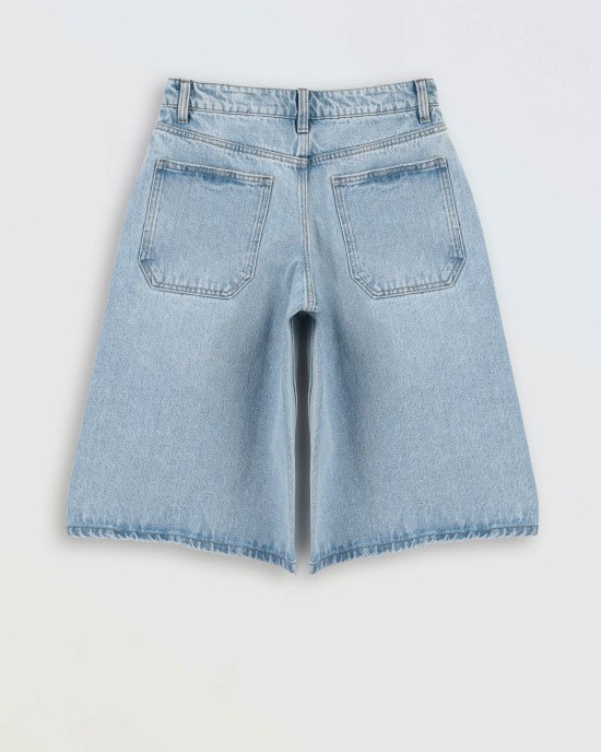 Шорты длинные широкие baggy голубого цвета 