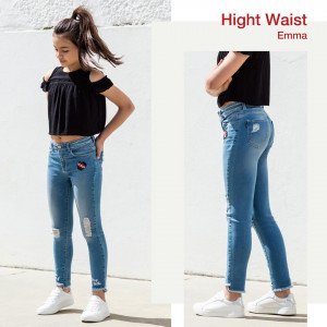 Джинсы high waist синего цвета 