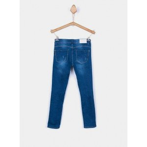 Джинсы medium waist синего цвета с лампасами 