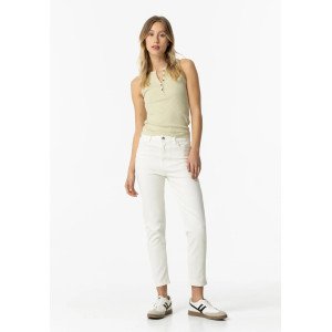 Джинсы high waist молочного цвета 