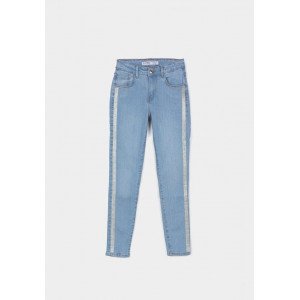 Джинсы Medium Waist с блестящими лампасами 