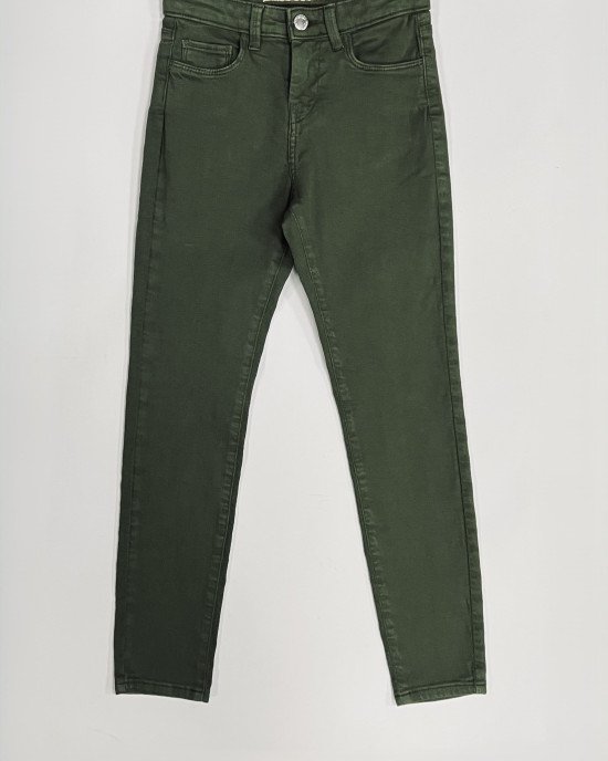 Джинсы skinny fit оливкового цвета 