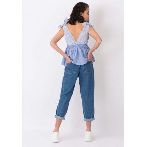 Джинсы Slouchy синего цвета с высокой посадкой 