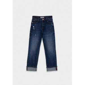 Джинсы High Waist синего цвета из eco denim 