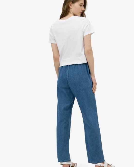 Джинсы wide leg синего цвета с высокой линией талии 