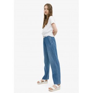 Джинсы wide leg синего цвета с высокой линией талии 