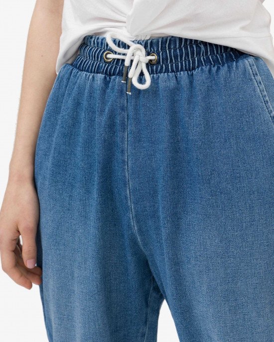 Джинсы wide leg синего цвета с высокой линией талии 