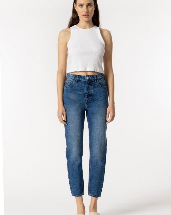 Джинсы MOM с высокой линией талии high waist 