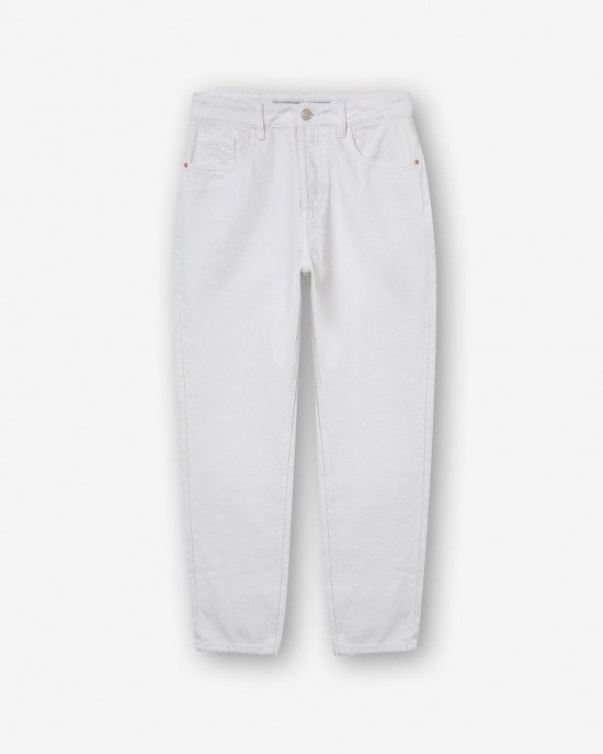 Джинсы MOM белого цвета с высокой посадкой high waist 