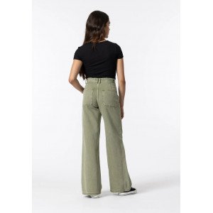 Джинсы широкие wide leg зеленого цвета 