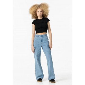 Джинсы карго широкие wide leg голубого цвета 