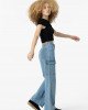 Джинсы карго широкие wide leg голубого цвета 