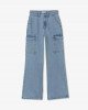 Джинсы карго широкие wide leg голубого цвета 