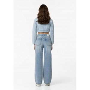 Джинсы широкие wide leg с высокой посадкой high waist 