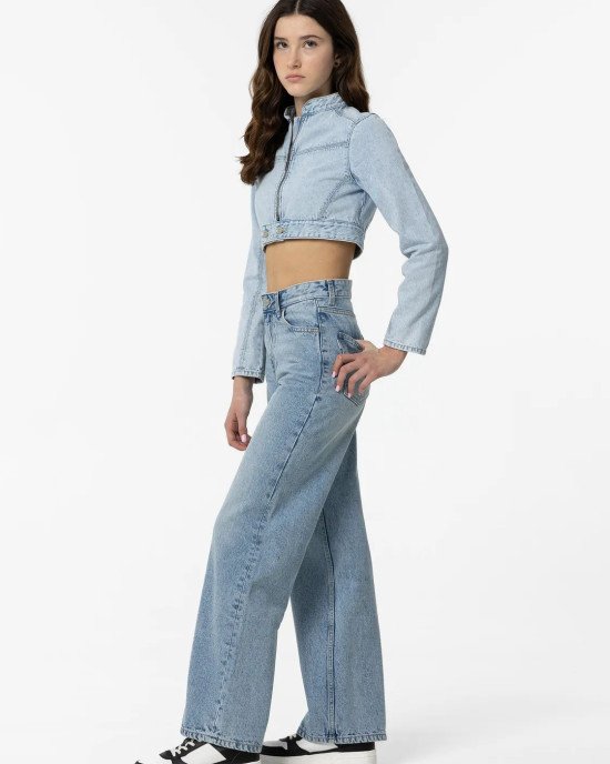 Джинсы широкие wide leg с высокой посадкой high waist 