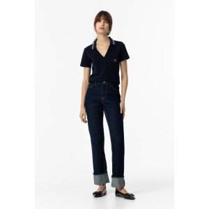 Джинсы regular fit темно - синего цвета 
