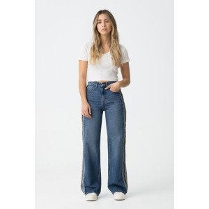 Джинсы комбинированные широкие wide leg 