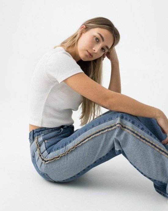 Джинсы комбинированные широкие wide leg 