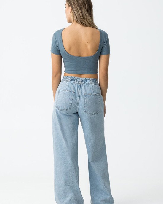Джинсы wide leg широкие голубого цвета 