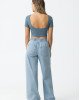 Джинсы wide leg широкие голубого цвета 