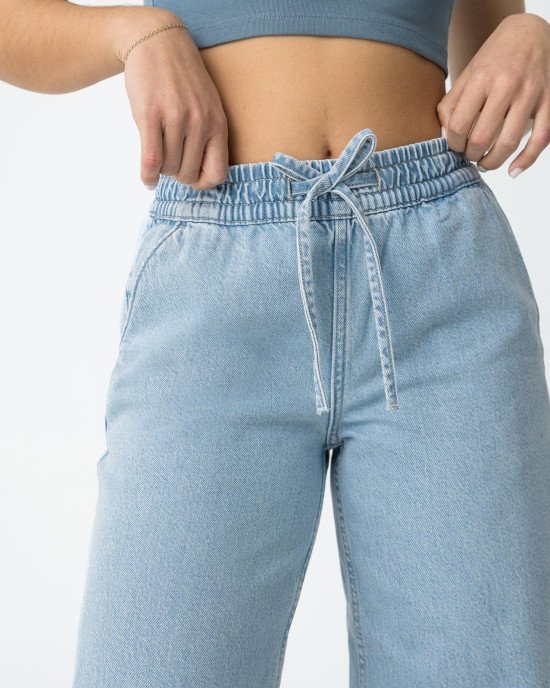 Джинсы wide leg широкие голубого цвета 
