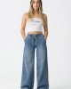 Джинсы wide leg с эластичным поясом 
