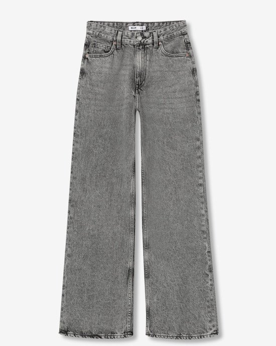 Джинсы широкие wide leg серого цвета 