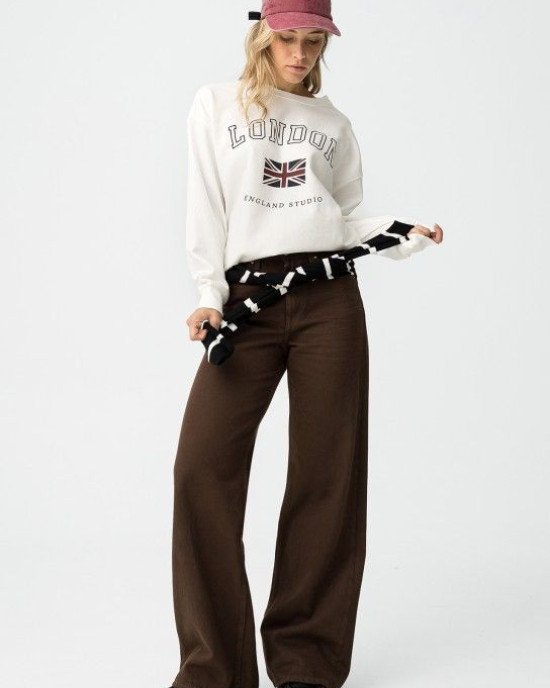 Джинсы широкие wide leg шоколадного цвета 