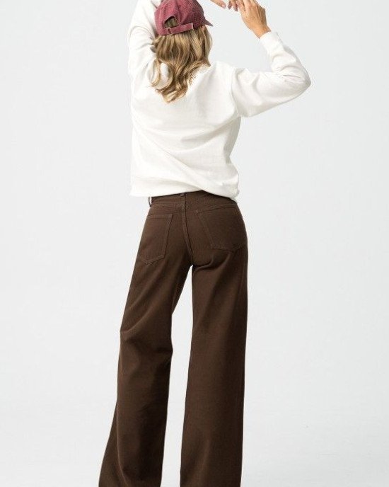 Джинсы широкие wide leg шоколадного цвета 