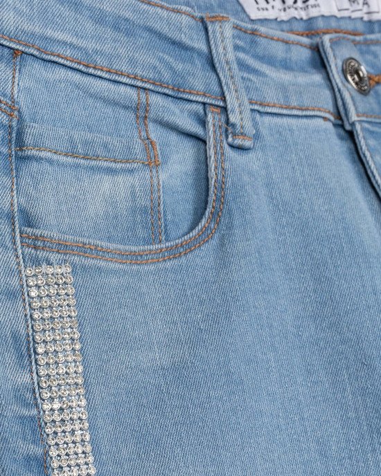 Джинсы Medium Waist с блестящими лампасами