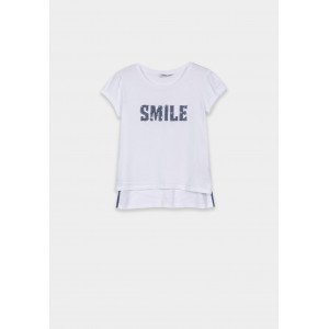 Футболка белого цвета с надписью "Smile" 