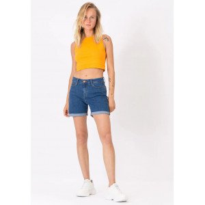 Шорты джинсовые medium waist синего цвета 