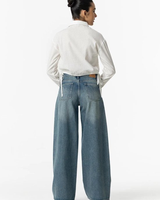 Джинсы широкие wide leg синего цвета 