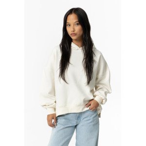 Толстовка с капюшоном утепленная oversize молочного цвета